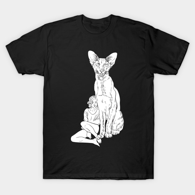 Girl and Cat 2 T-Shirt by Olga Berlet